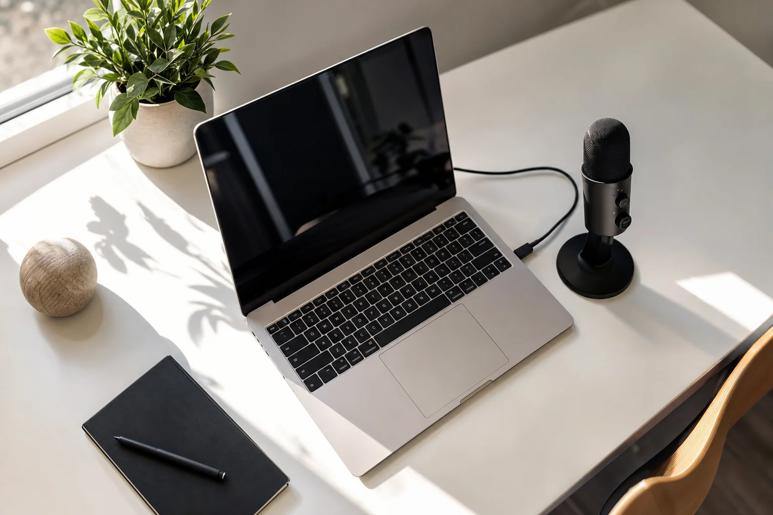 Best voice to text for Google Docs — laptop on desk