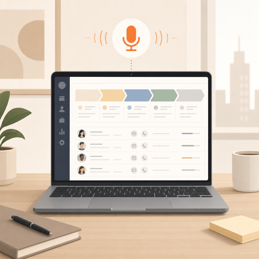 Sales rep logging CRM notes by voice