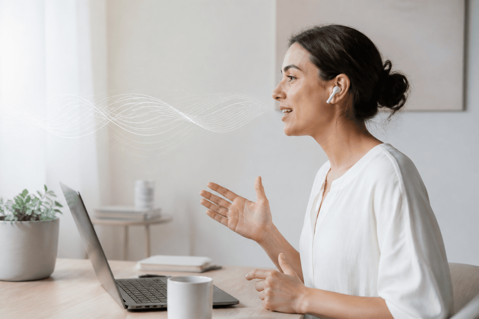 Speaking to a laptop as speech becomes text